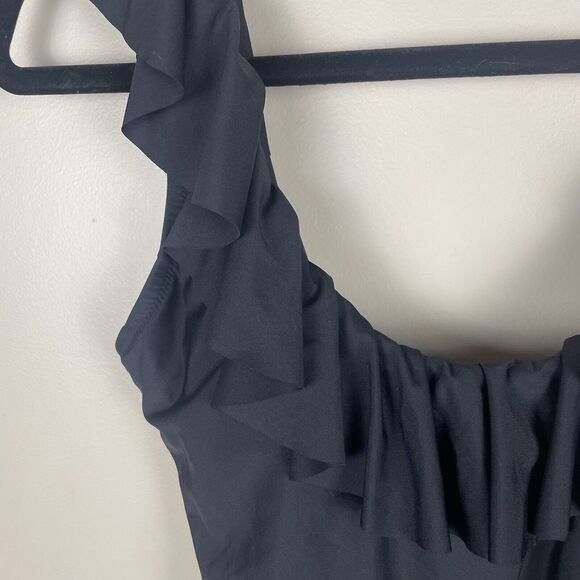 Elegant Black Ruffled Women's Swimsuit - Picture 3 of 9